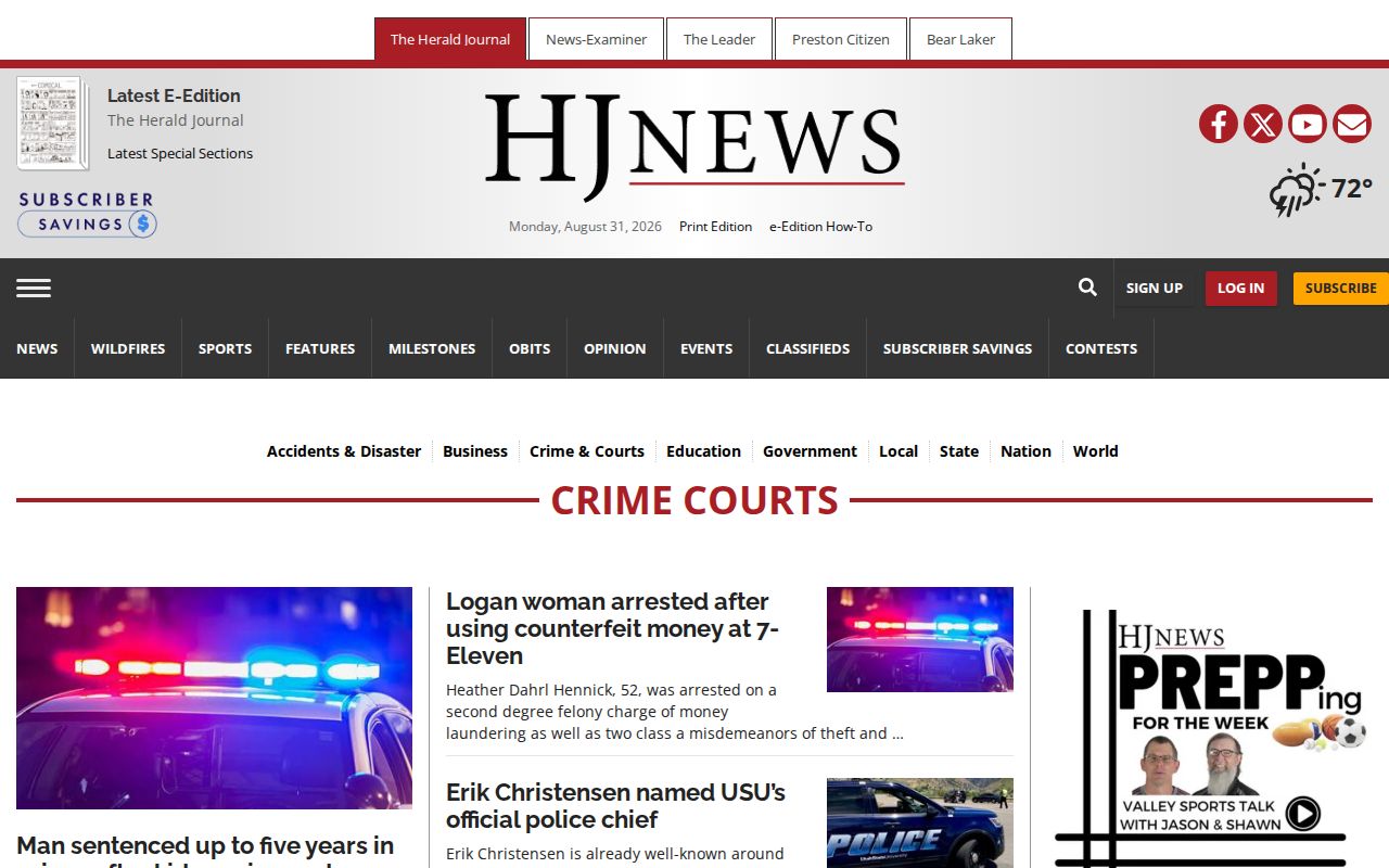Cache County Crime and Courts reporting at the Herald Journal, not a mugshot roster